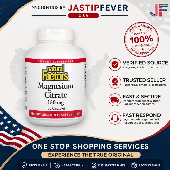 Natural Factors Magnesium Citrate 150 mg 180 Capsules