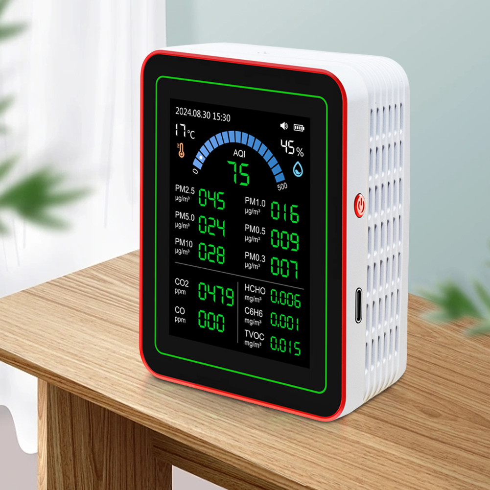 18 In 1 Indoor RealTime Air Detetor Sensors Detet O2 PM2.5PM10 HHO TVO Portable Air Quality Tester
