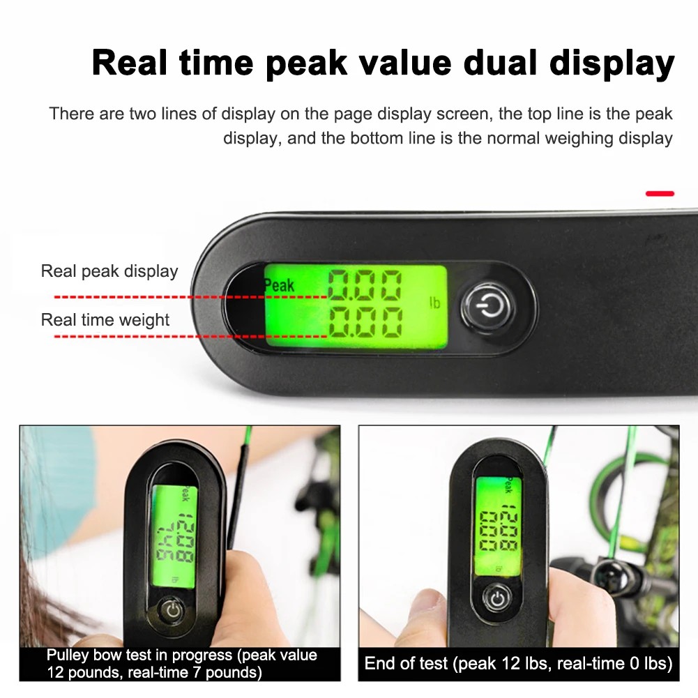 Compound Recurve Bow Measuring Instrument Weighing Tool LED Bow Scale 110lbs Draw Weight Portable