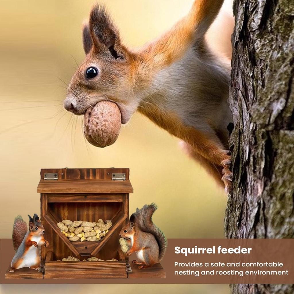 Squirrel Feeders for Out Wooden House Weatherproof Out Chipmunk Feeder House for Garden Yard