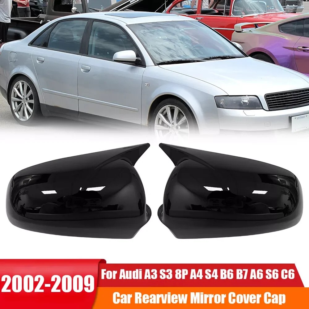 For Audi A3 S3 A4 S4 B6 A6 C6 Car Sticker Rearview Side Mirror Cover Wing Cap Exterior Door Rear