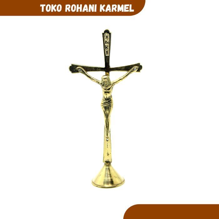 SALIB DUDUK KATOLIK (KUNINGAN) / SALIB ALTAR KUNINGAN / SALIB MEJA KATOLIK