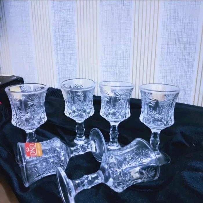 Promo Capodimonte Gelas Kaca Kecil Isi 6Pcs /Gelas Sloky/ Solju Kaca Cantik Gelas Wenie Original