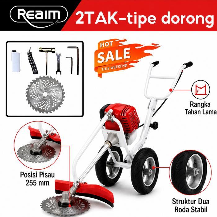 REAIM Mesin Potong Rumput Dorong 2TAK mesin pemotong rumput dorong Arit rumput Pemotong Rumput 52CC 