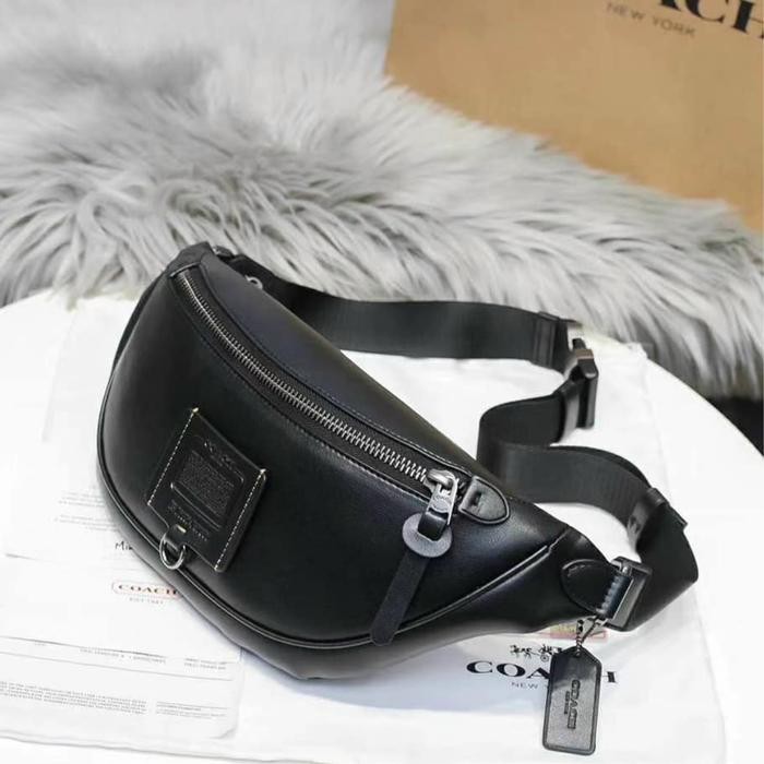 Populer Tas Pria Ch Waistbag Warren Pochette Sports Full Black Leather 37591 Terlariss 