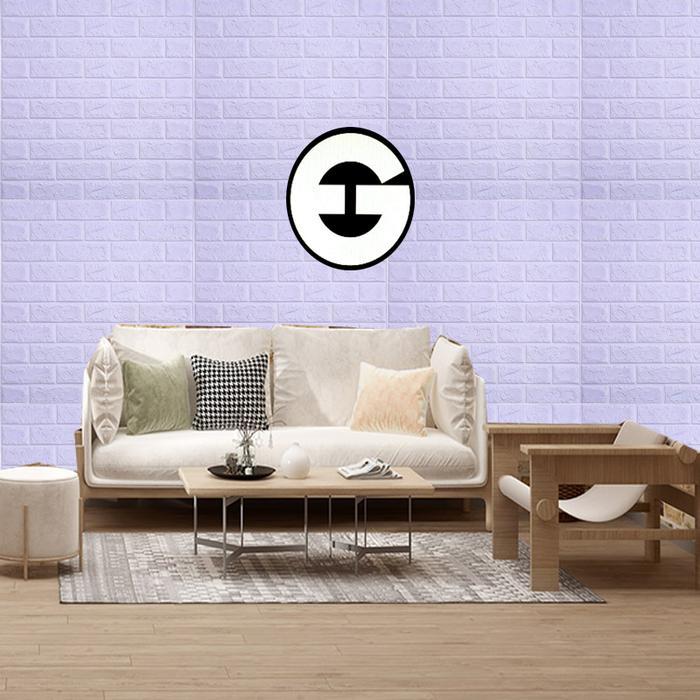 (COD) EG Wallpaper Foam Bata Warna Ungu Muda Premium 3D Tebal 3mm Bahan Anti Air & Kedap Suara Cocok