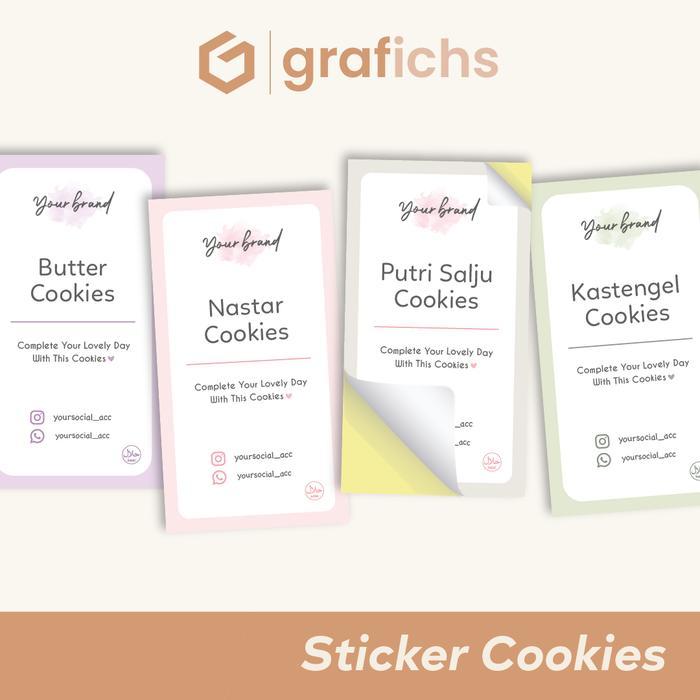 [11-23 pcs] Stiker Box Kemasan Kue Kering Cookies Custom Olshop by Grafichs