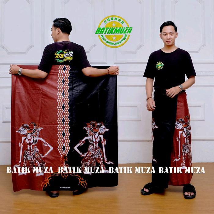 sarung batik sarung Motif duo wayang dewasa Biru Coklat Hijau Muslim Katun Santri Siap Kirim