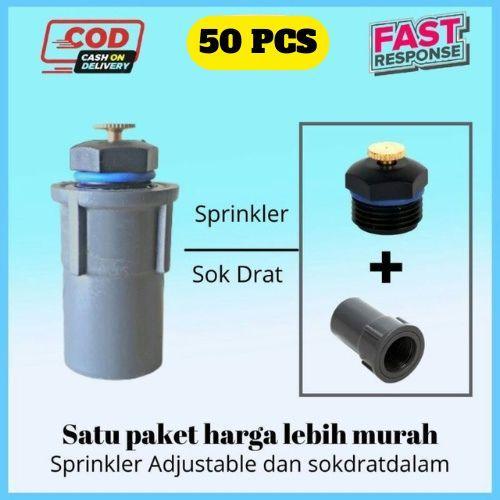 Paket 50 Pcs Sprinkler Adjustable Sprinkler Taman Sistem Irigasi Pertanian + Sok Drat Dalam