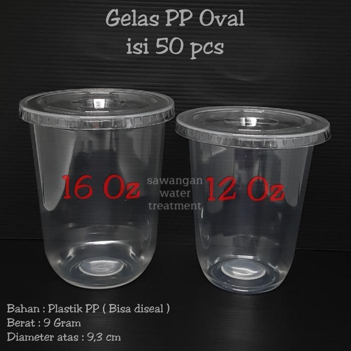 magg- Gelas Oval Pp 12 Oz / Gelas Pp Oval 12Oz / Gelas Oval 12Oz - No Tutup