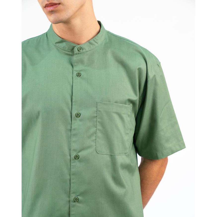 yvd1- Erigo Shanghai Short Sleeve Basic Farhan Sage Green - Kemeja Koko Lengan Pendek Unisex