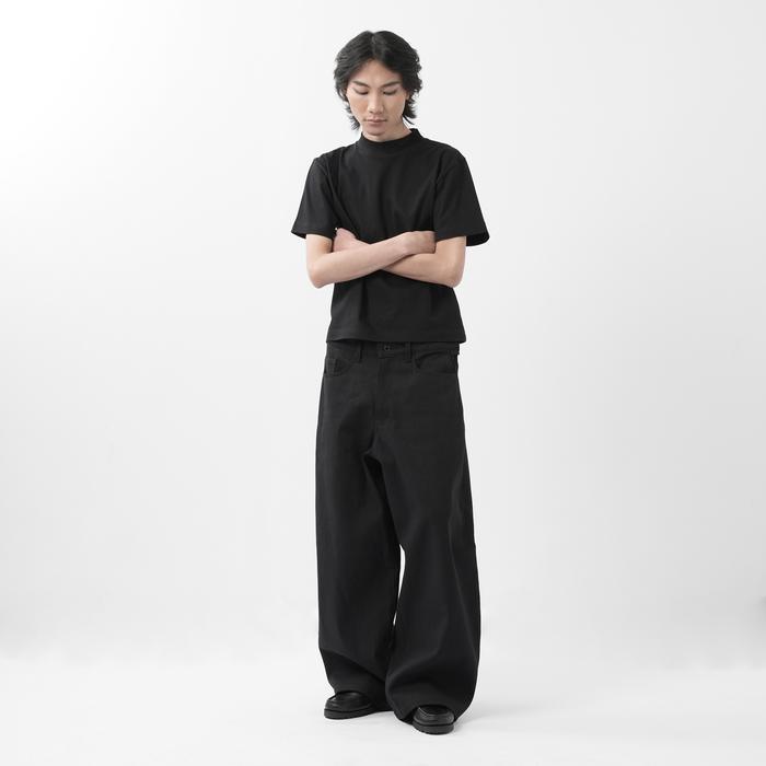 awvn- 'Forma' Wide Black Denim Pants / Celana Panjang Bahan Denim / Celana Unisex