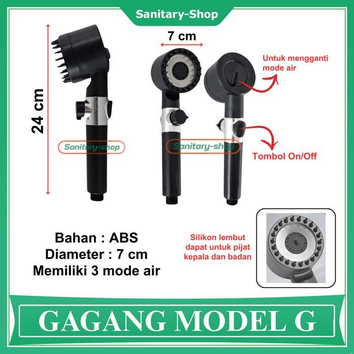 Gagang Kepala Hand Shower Mandi Bulat Kotak Hitam Black Series Promo