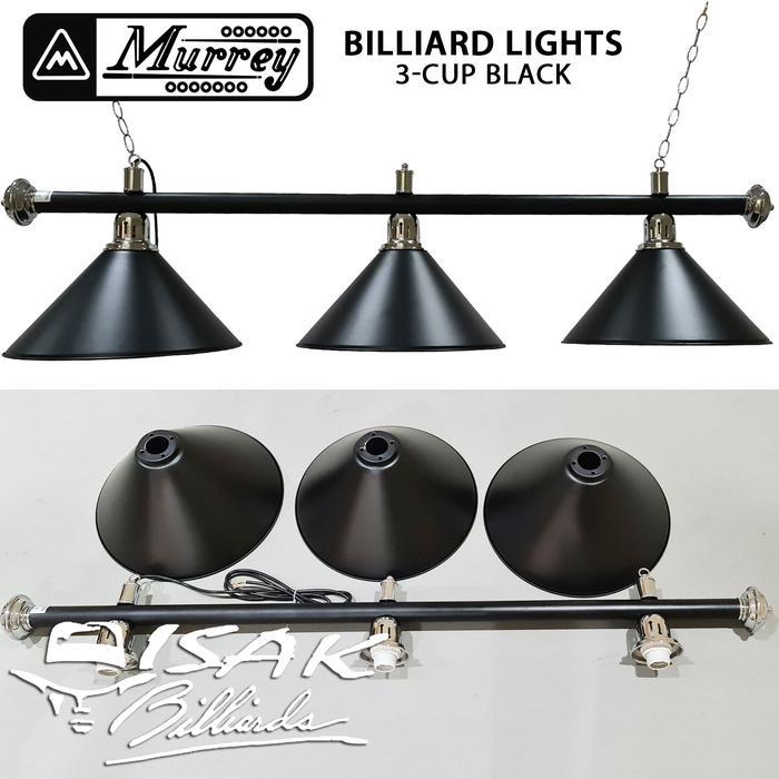 Lampu Meja Billiard 3 Kap - Black - Pool Table Light 3 Cup Biliar Lamp