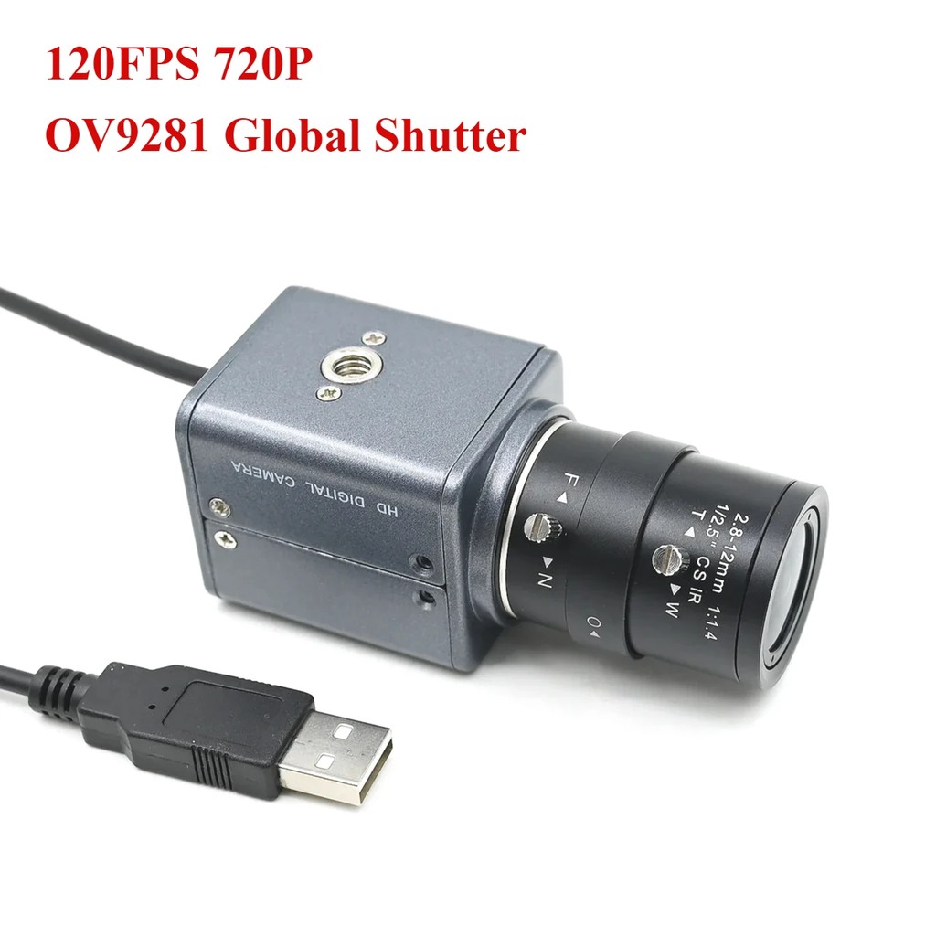 OV9281 120FPS Global Shutter 720P USB Case Camera ,Monochrome, Golf Simulator Webcam,5-50mm Zoom CS