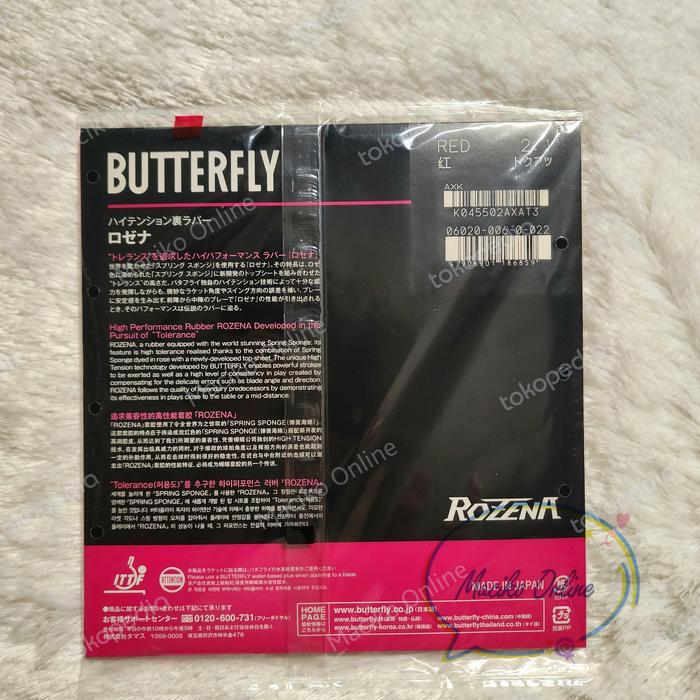 2dqc- Rozena 2.1Mm~ Karet Bet Pingpong Butterfly Rozena