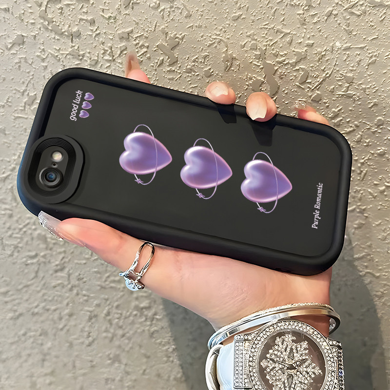 Casing Hp Untuk iPhone 6 Plus 6s Plus 7 Plus 8 Plus SE 2020 X Xr Xs Max Case Hati ungu Softcase Kesi