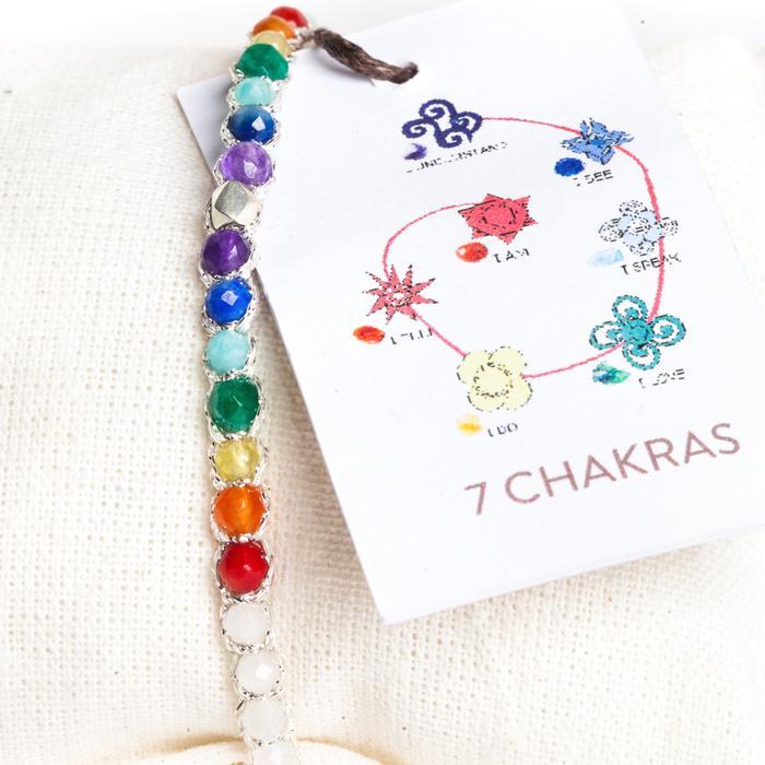 7 Chakras Moonstone Silver Bracelet For Women Aesthetic Samapura