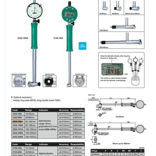 INSIZE DIAL BORE GAGE / BORE GAUGE 2322-60A ORIGINAL INSIZE