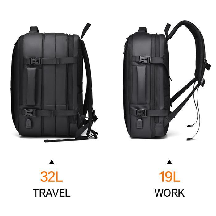 Eiger T- Tas Ransel Traveling Tas Punggung Kapasitas Besar Backpack Hitam Dengan Expandable Usb Port