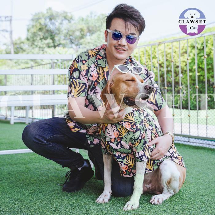 Clawset Pet Fashion Kemeja Anjing Motif Hawaii Bahan Breathable Ukuran 3 Warna Cream Kemeja Anjing M