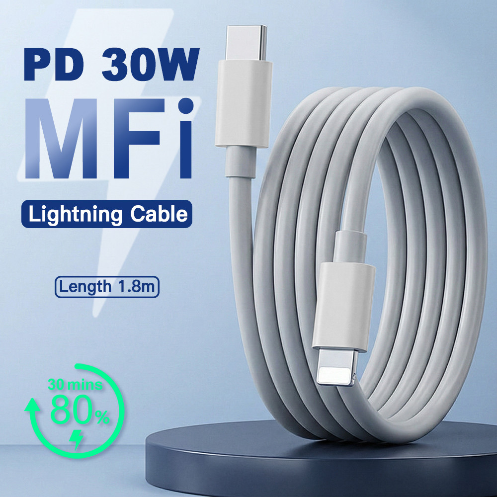 For iPhone 14 13 Lightning Cable PD 30W Fast Charging Cord MFi Certified USB C to Lightning For