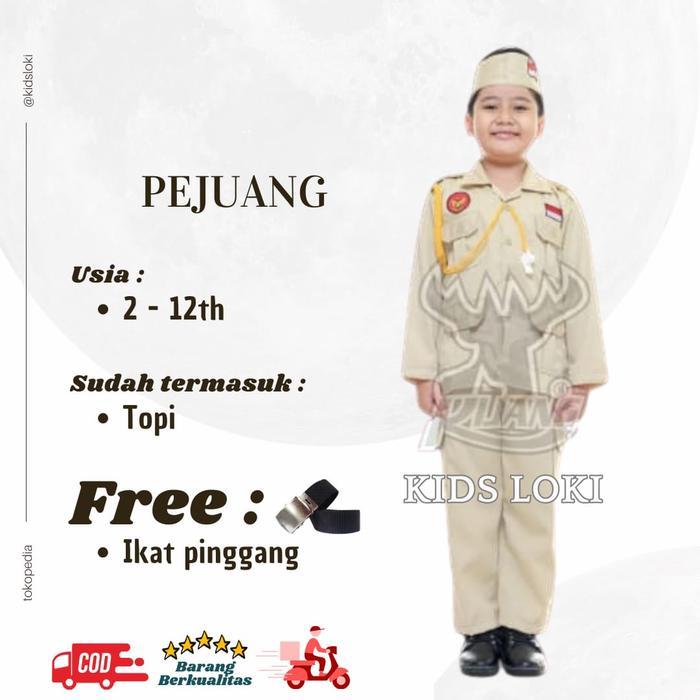 profesi anak lakilaki Baju Profesi Anak LakiLaki Seragam Pejuang Pakaian Veteran Anak Usia 34 Tahun 