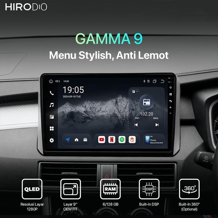 HIRODIO Gamma 9 - Headunit Android QLED 9 Inch 6/128GB dengan Apple Carplay & Android Auto - Android