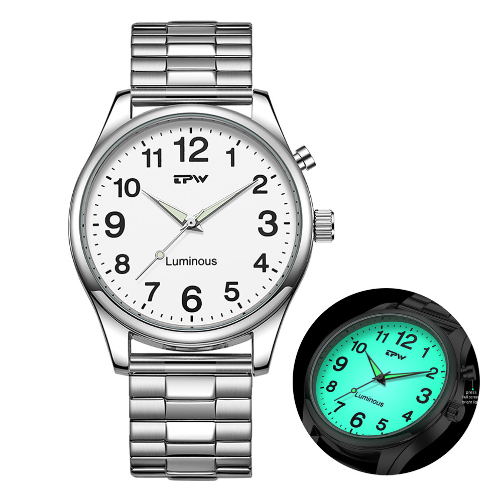 2026 TPW Light Up Watch Dial Full Luminous Face 40mm Easy Reader Steel Strap 3ATM
