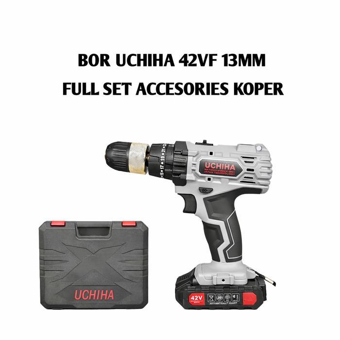 Impact Drill Mesin Bor Baterai 25V Uchiha Besi Beton Obeng Kayu Dll