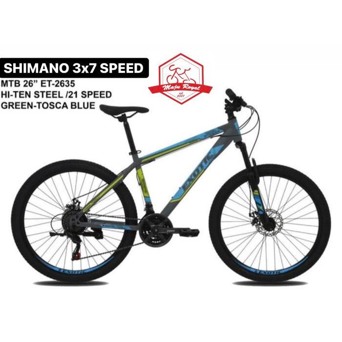 Mtb 26 Exotic ET-2635 Shimano 21speed Disc brake by Pacific - GREEN-TOSCABLUE