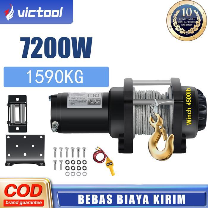 Victool 7200w derek listrik, motor tali kawat, derek kecil yang kuat, derek listrik 10M cocok untuk