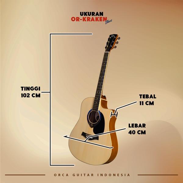 ORCA Gitar Akustik Tanam Besi ( OR - KRAKEN Blues ) Senar 6 Steel