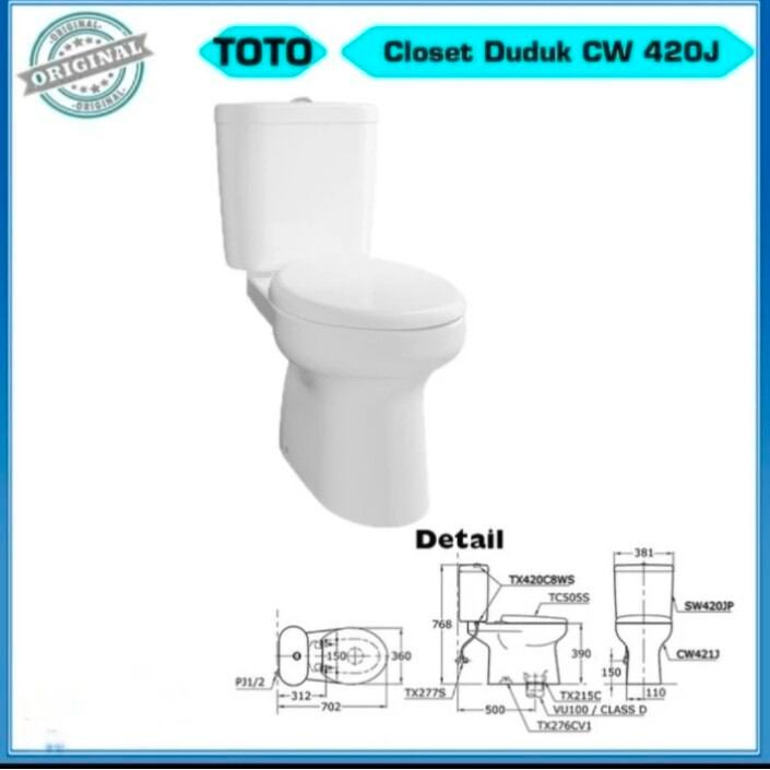 Closet Toto CW 420J /SW420JP/TC505 SW/Closet Duduk CW420J Tutup Soft Clossing/Fullset Toto