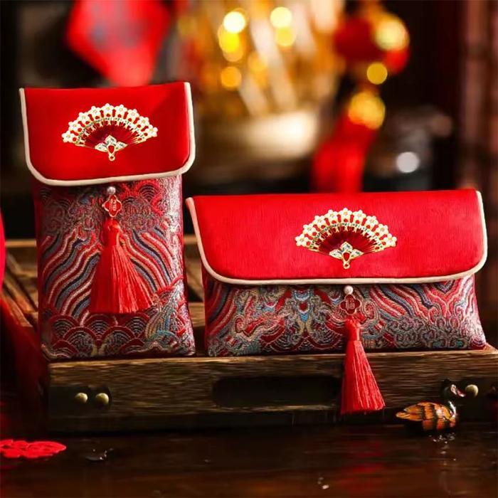 Angpao Kain Imlek Chinese New Year Red / Angpao Dompet Kain Sovenir Imlek Chinese / Angpao Kain