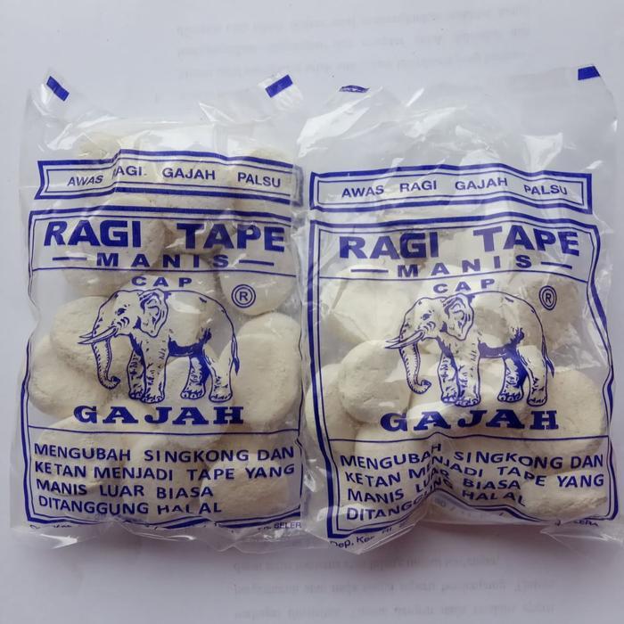 Ragi Tape Cap Gajah Asli, Ragi Tape Singkong, Ragi Tape Ketan.