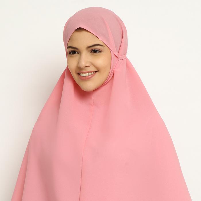 Emikoawa bergo hijab jilbab instan khimar tali maryam Diamond Panjang Muslim Kerudung - Soft Pink