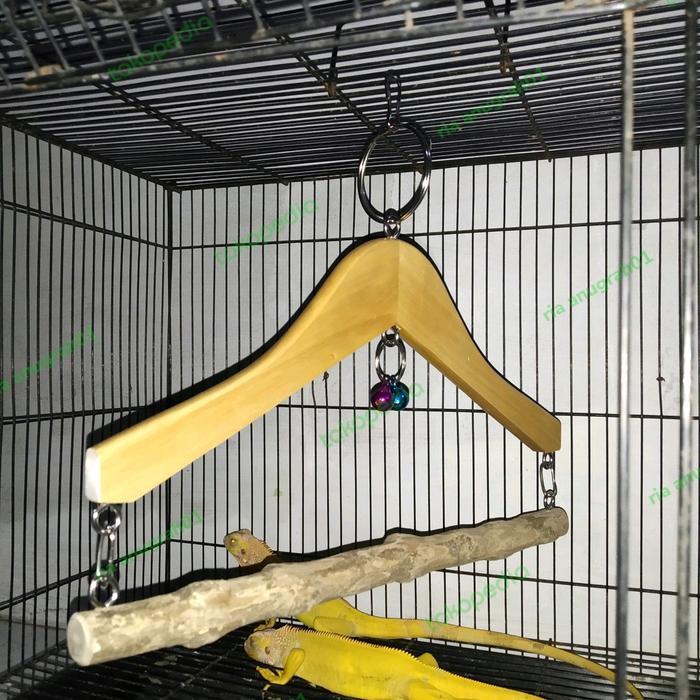 Ayunan burung mainan burung kayu gitan burung