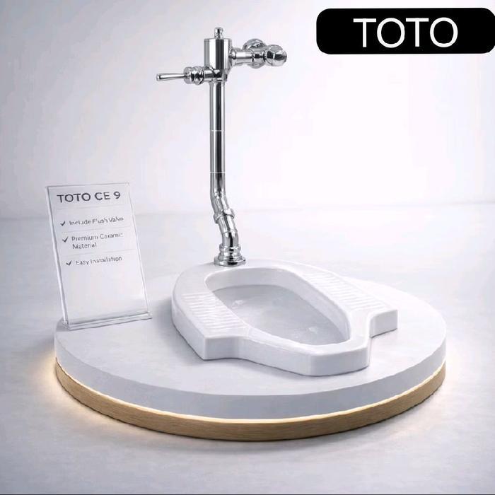 Closet jongkok TOTO CE9 komplit set flush valve / Kloset Jongkok Original TOTO lengkap push kran