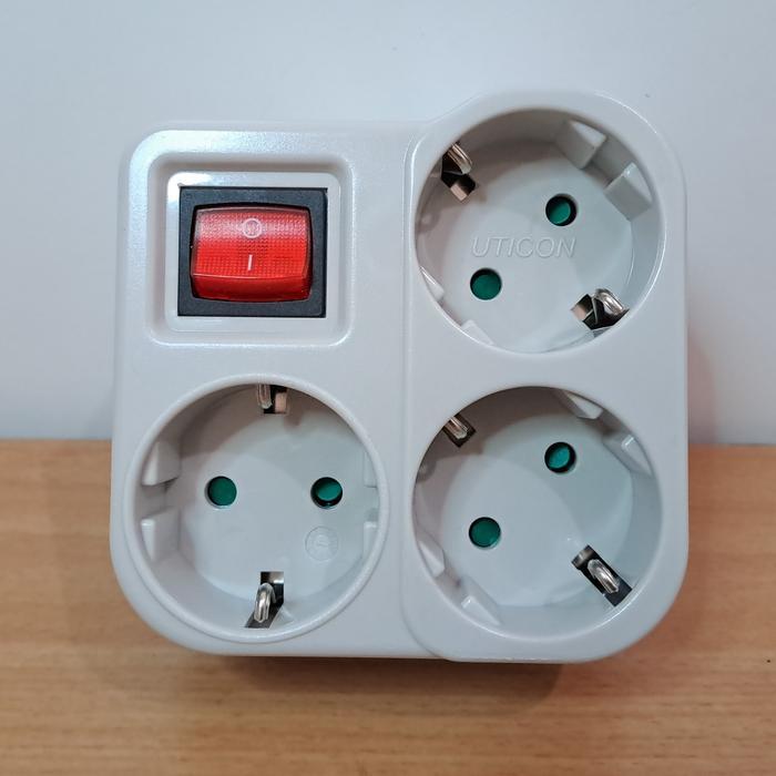 UTICON S-348 SW Stopkontak Arde 3-Socket+Saklar
