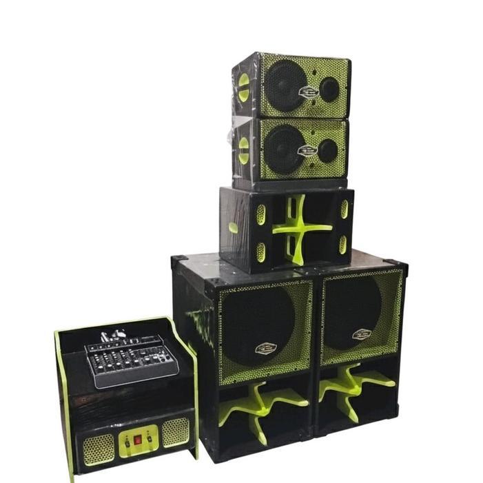 1 set sound miniatur 12 inch siap bunyi memakai power mixer