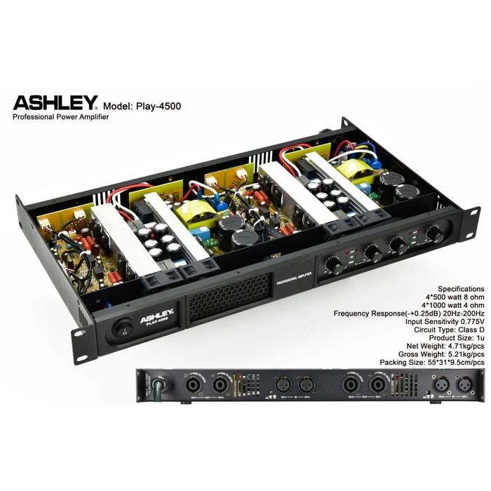 Ashley Play 4500 Power Audio Ampli 4ch x 500 watt Class D ORIGINAL