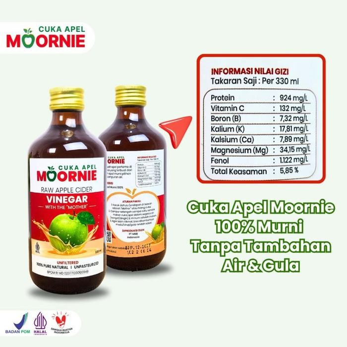 

Cuka APEL MOORNIE With Mother Original Apple Cider Vinegar 100% Murni Apel Utuh