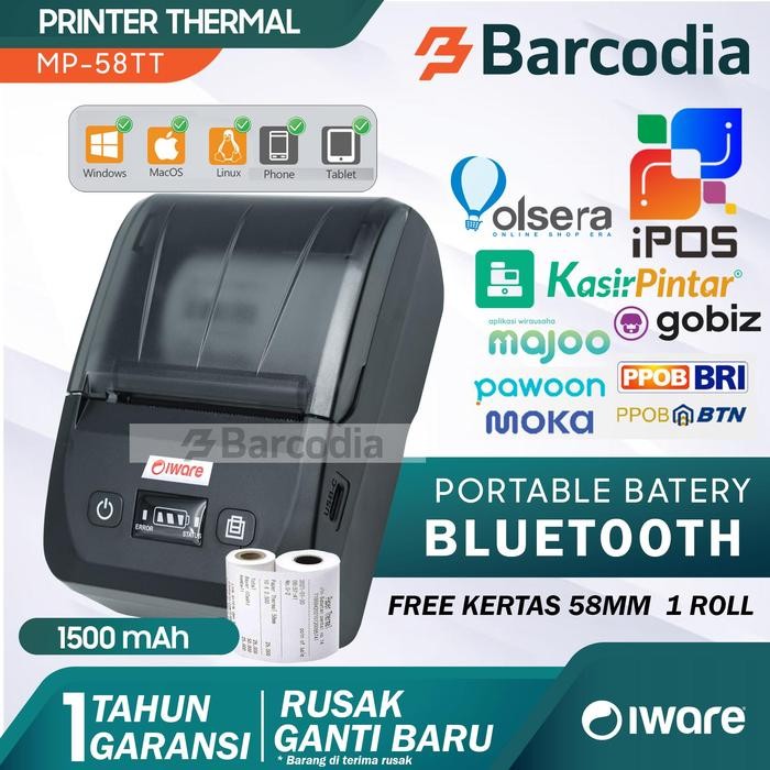 BRG BARU PRINTER KASIR ANDROID BLUETOOTH 58MM IWARE 58II - PPOB - OLSERA-GOBIZ