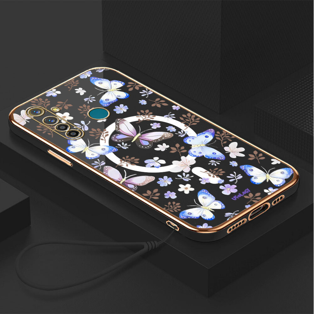 Casing Hp Untuk Realme 5 Pro Lokal Stock Lanyard Gratis Phone Case Softcase Kesing Cassing Bunga 296