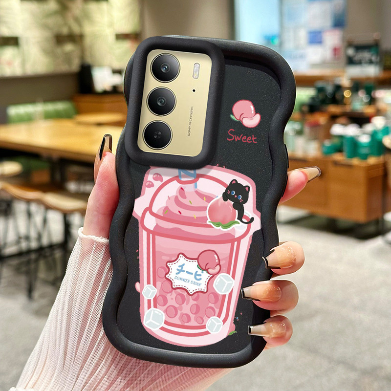 Casing HP Untuk Realme C75 C75X Case Pink peach Ice cream soda Wavy Edge Macaron Cesing Silikon Soft