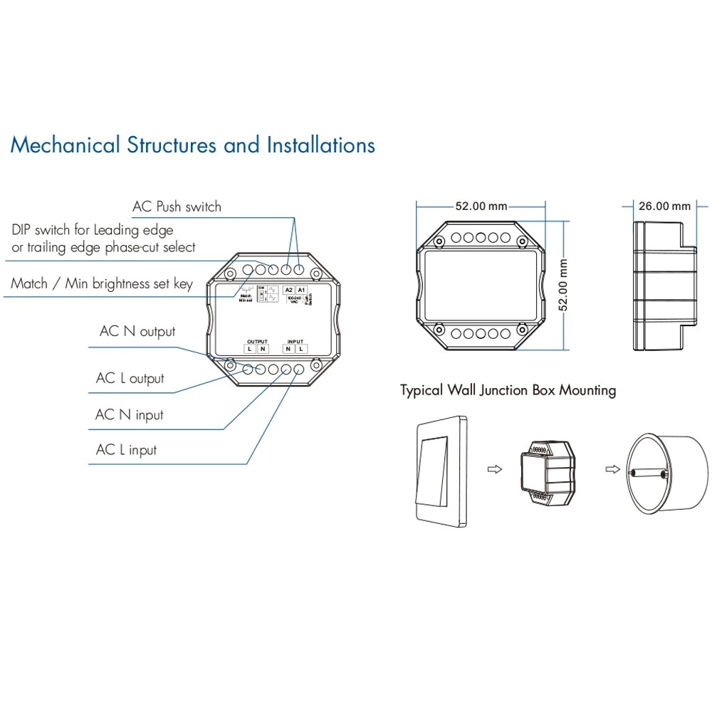 Tuya Zigbee 3.0 AC Triac Dimmer LED Dimmer Push Switch 2.4G Wireless Remote Control