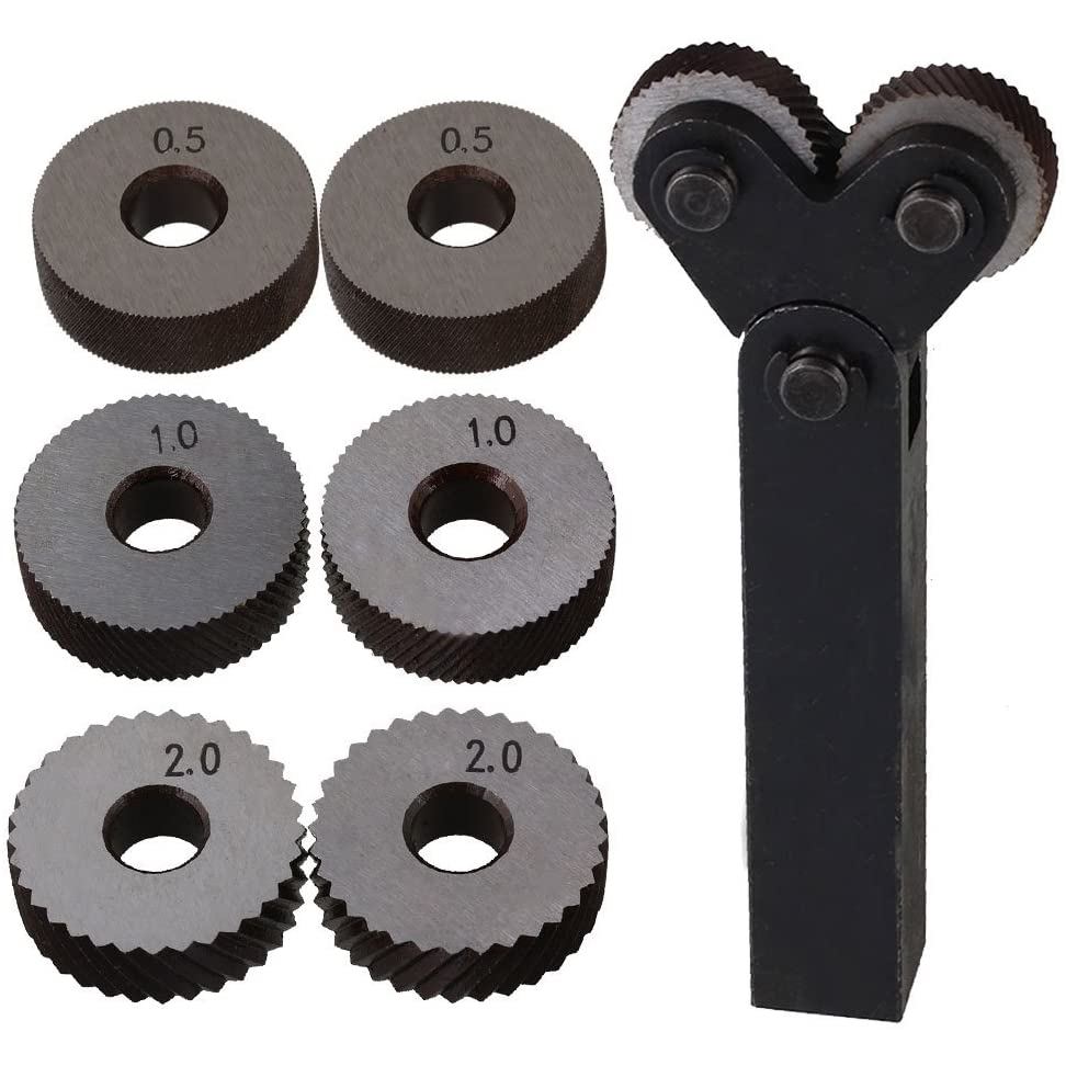 Knurling tool steel double wheel linear pitch knurling set 0.5mm 1mm 2mm embossing wheel 6pcs HSS re