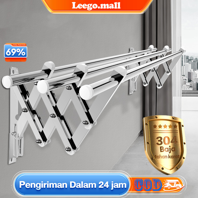 LG Jemuran Dinding Lipat Stainless 200CM Jemuran Baju Pakaian Dinding Jemuran Lipat Dinding