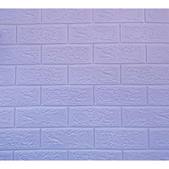 Wallpaper Dinding 3D Foam Brick Batu Bata Ungu Muda